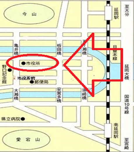 延岡市役所地図